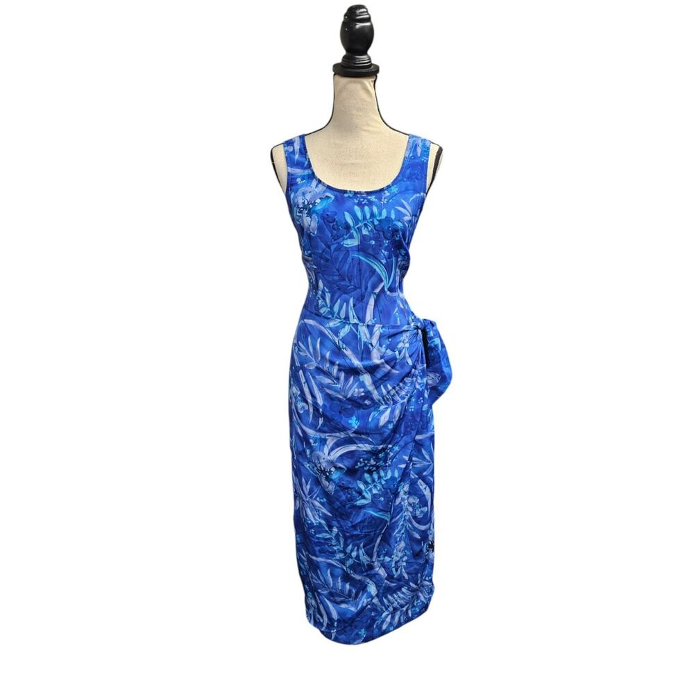 Vintage Expressions Womens Floral Midi Wrap Dress Size 12 Tie Waist Y2K